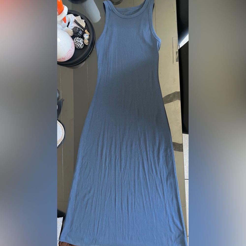Sleeveless T-Shirt Blue Maxi Dress